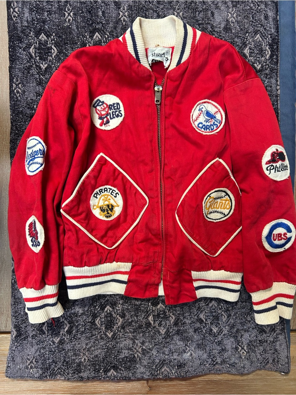 Vintage Kids' Bomber Jacket with MLB Baseball Patches